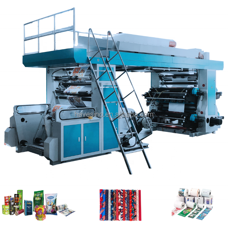 Flexo Presses Hamburger Paper Bag Carton Box Flexographic Printer 4 6 Colors Plastic Shopping Bag Flexo Printing Machine
