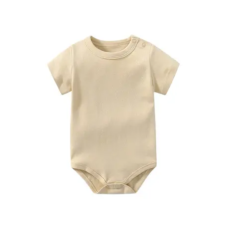 Organic Cotton Baby Shoulder Button Short-sleeved Romper Pure Cotton Jumpsuit 1 Piece