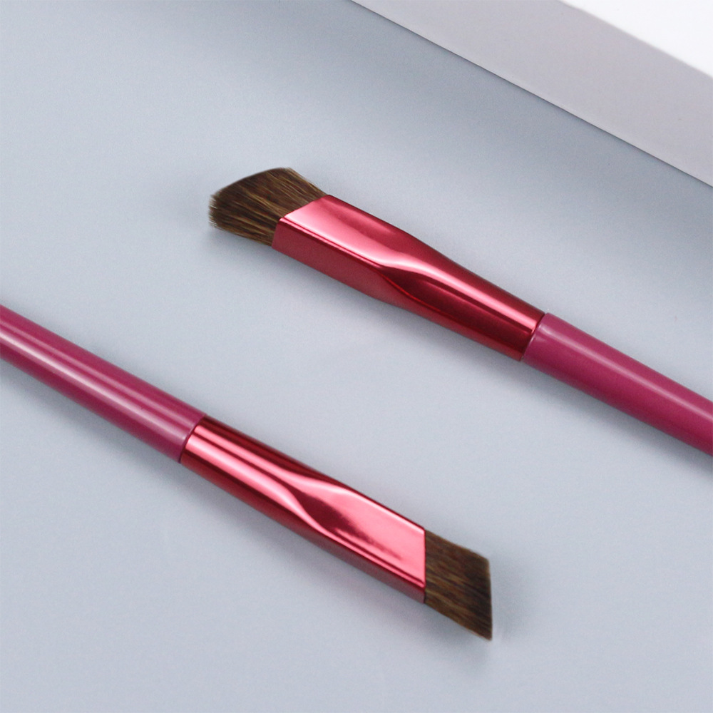 OEM Custom Logo 4D Hair Stroke Brow Stamp Brush Cosmetic Brush Makeup Flat Angled Side Square Multi Function Wild Eyebrow Brush