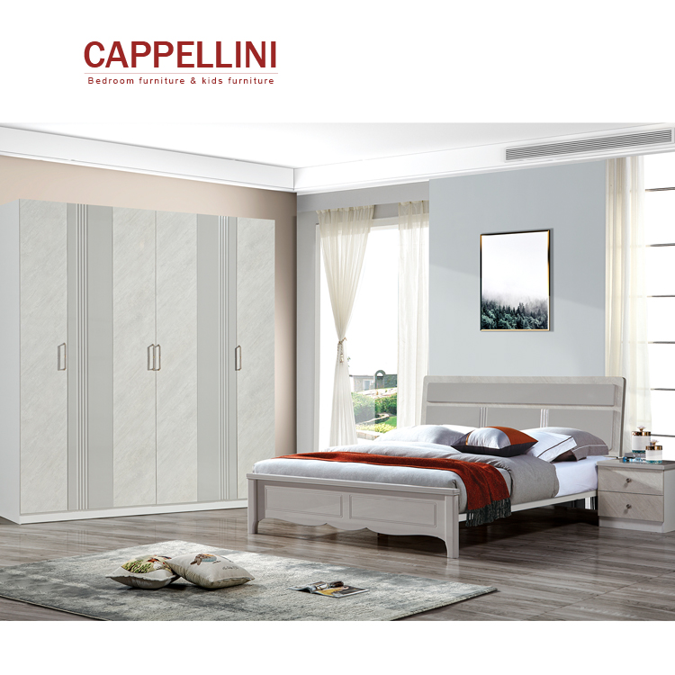 Custom modern design king bedset bedroom furniture set with wardrobe