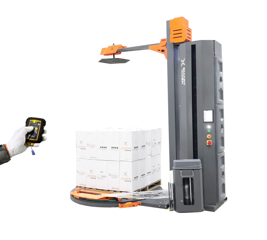 Top pressure fully auto pallet wrapping machine suitable for light pallets