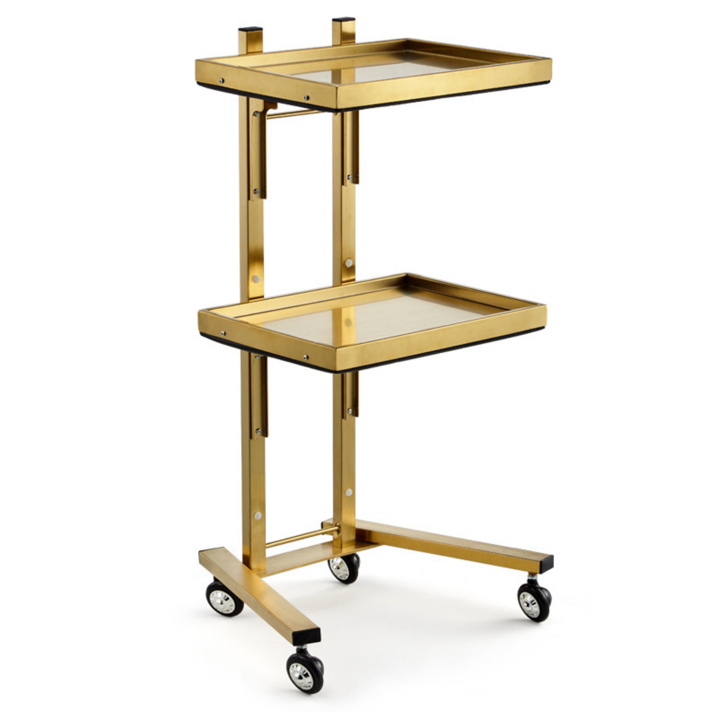 Factory Wholesale Hair Beauty Salon Special Mobile Trolley  Golden and Silver Stainless Steel Tools Storage Cart