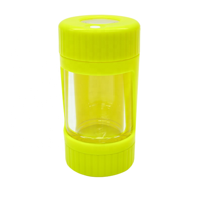 UKETA wholesale air tight plastic weed grinder display transparent storage magnifying viewing jar