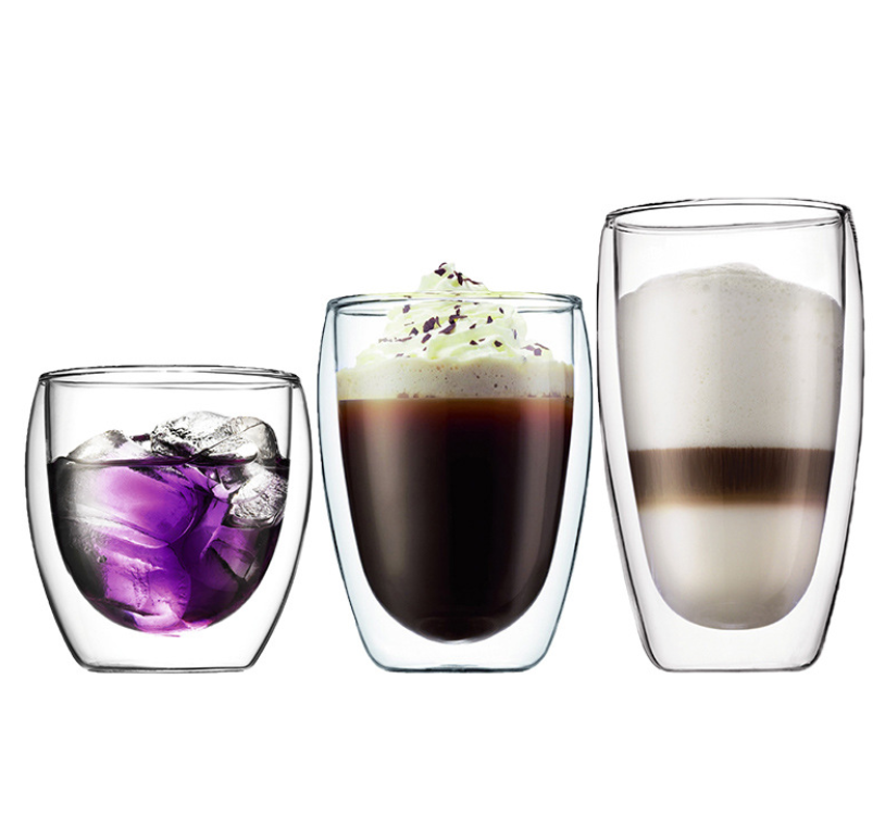 15oz double cup double wall glass latte coffee espresso cappuccino glass tea cup set glass mug