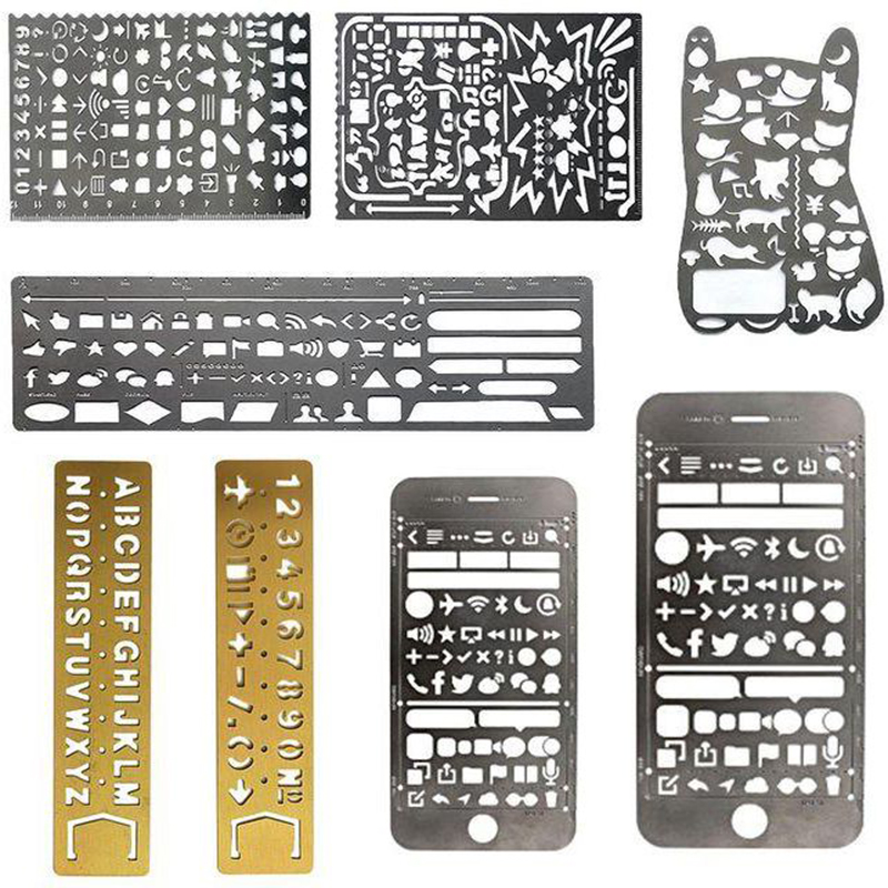 Eco-friendly Custom Shape Alphabet Stainless Steel Ruler Metal Painting Drawing Stencil For Kids