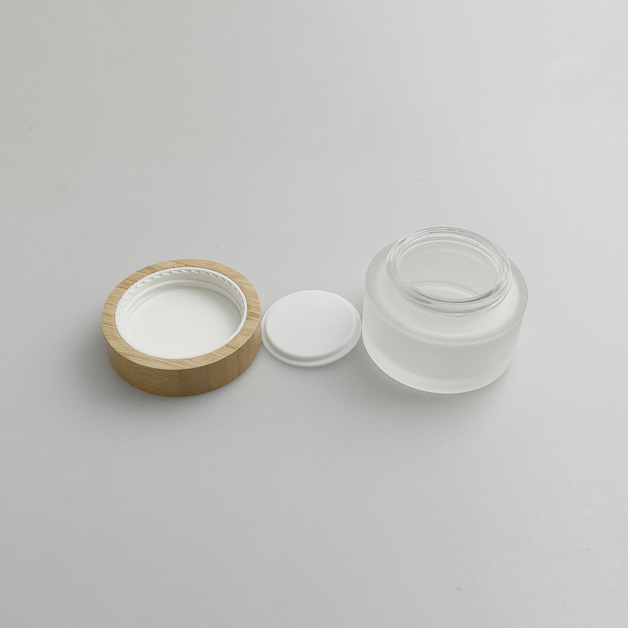5g 50g Frosted Glass Cream Jar With Bamboo Lid Wholesale Eco Cosmetic Containers Matte Beauty Gel Jar Free Sample