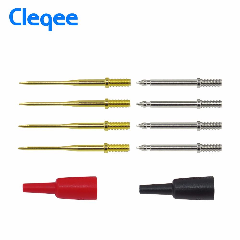 Cleqee P8003.1 8 шт. Набор сменных тестовых игл 1 мм позолоченный острый и 2 мм стандарт подходит для зонда мультиметра