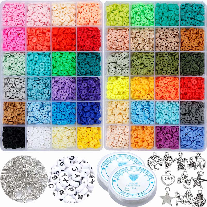 Custom Diy Kit 12000pcs Flat Round Polymer Clay Beads Charms Set For Jewelry Making