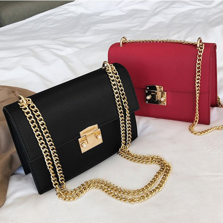 2021 Fashion Solid Color Mini Lock Chain Ladies Shoulder Messenger Purse And Handbags Elegant Women Hand Bags Ladies