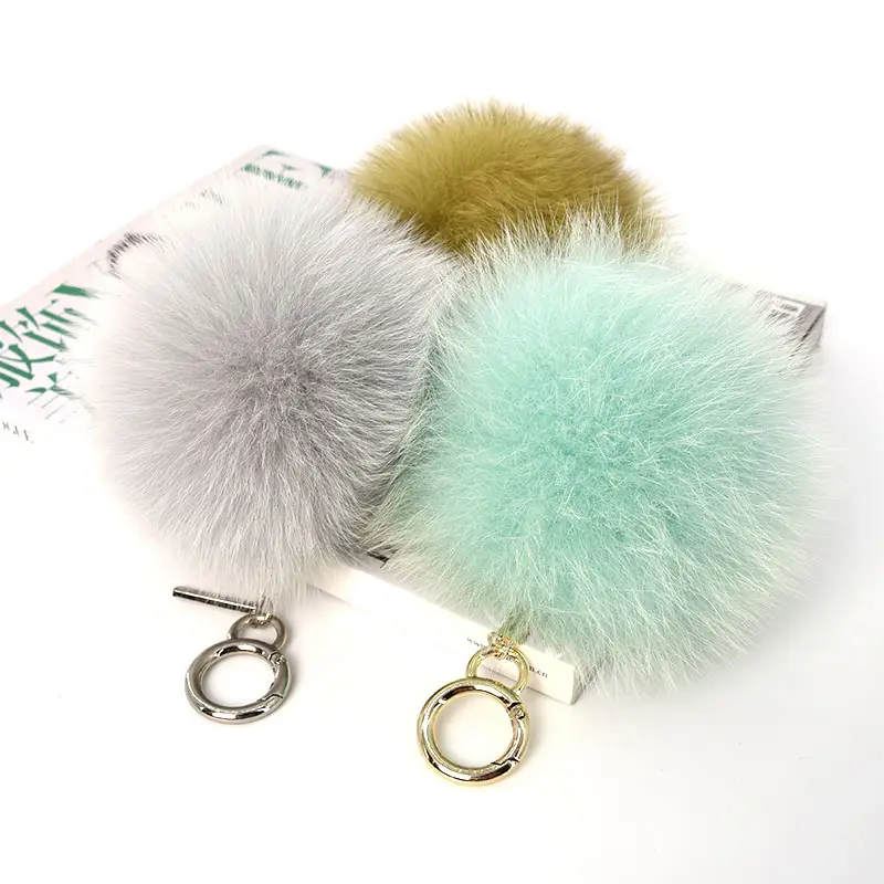 Fur Pompom 14cm Fashionable Fox Fur Ball Keychain/bag Charm Colorful Fur Pompoms