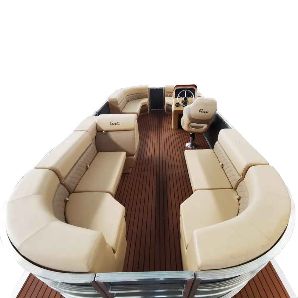 6.4m 21ft aluminum luxury  leisure tritoon floating family party boats lake pontoon boat for sale