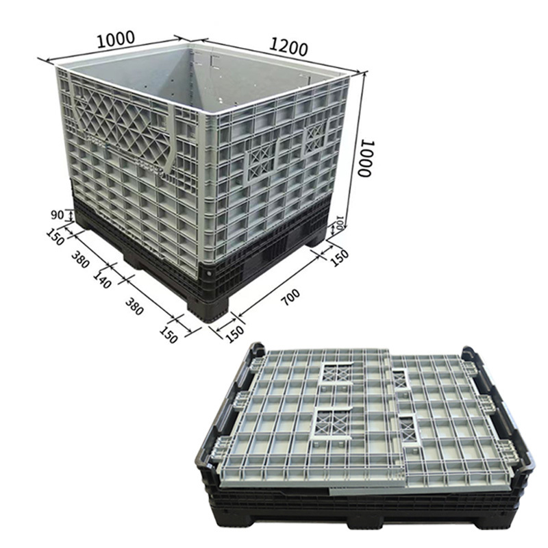 Big Bulk Plastic Box Pallet 1200x1000x975 Warehouse Use Plastic Pallet Foldable Box Pallet Box Containers With Lids