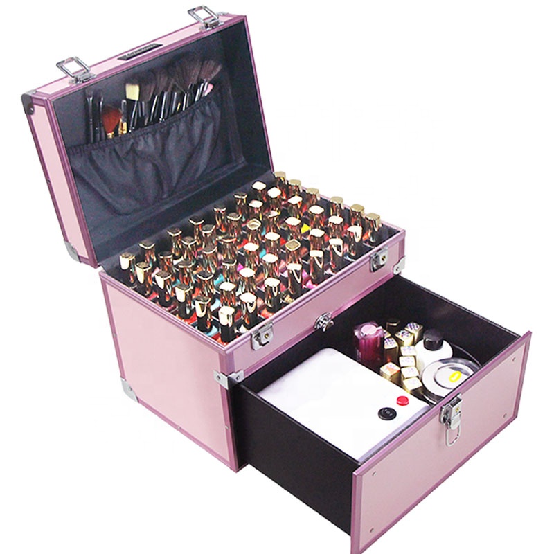 Portable makeup organizer storage box Makeup travel Case manicure case Nail polish carrying case for artist Travel