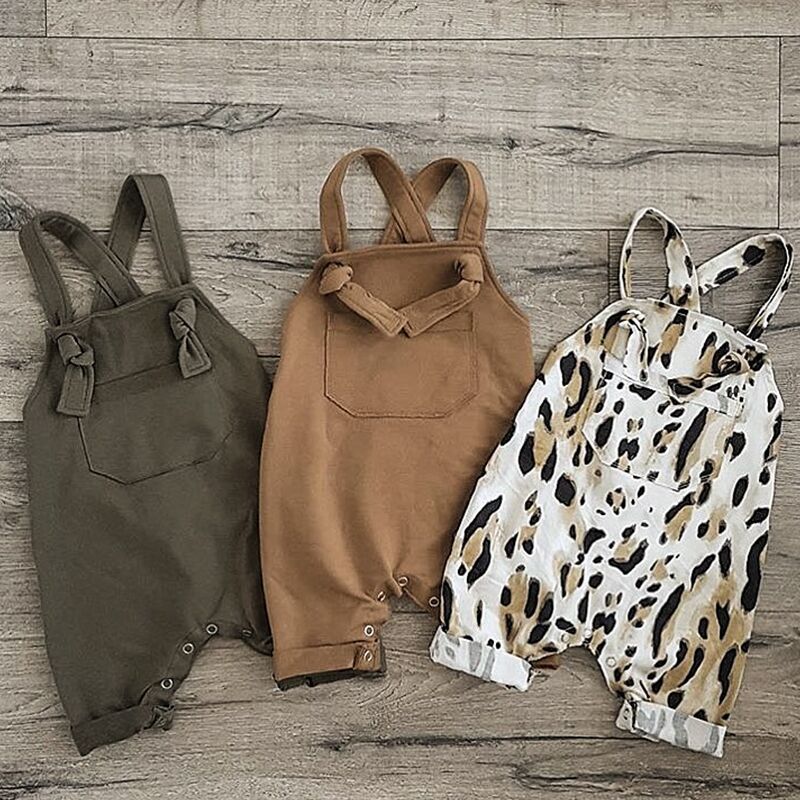 Изготовленный На Заказ onesie детской одежды с лямкой на шее, комбинезон без рукавов с леопардовым принтом Комбинезон-Пижама для младенцев летний фирменный одежда для малышей