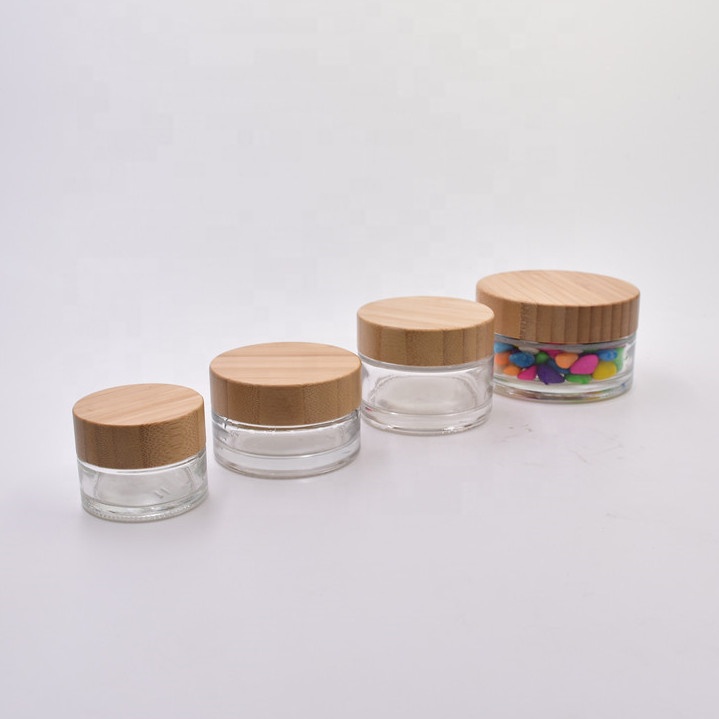 20ml 30ml 50ml 100ml face cream glass jar cosmetic packaging jars lotion containers bottles with screw cap bamboo wooden lids