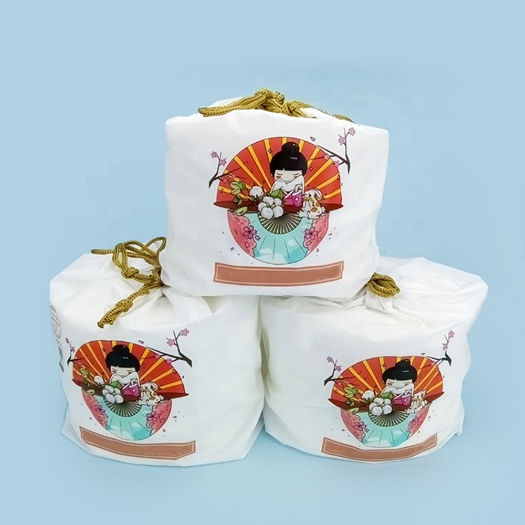 Wholesale Custom Biodegradable Pure Cotton Household Japanese Kimono Printed Cartoon Exquisite Packaging Disposable Facial Towel