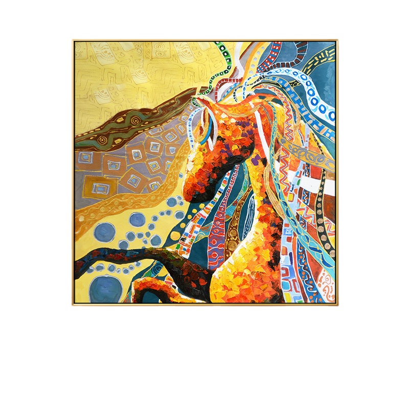 Abstract Colorful Horse Painting Luxury Animal Posters Wall Art Middle East Style Art Pictures Saudi Arabia Decor