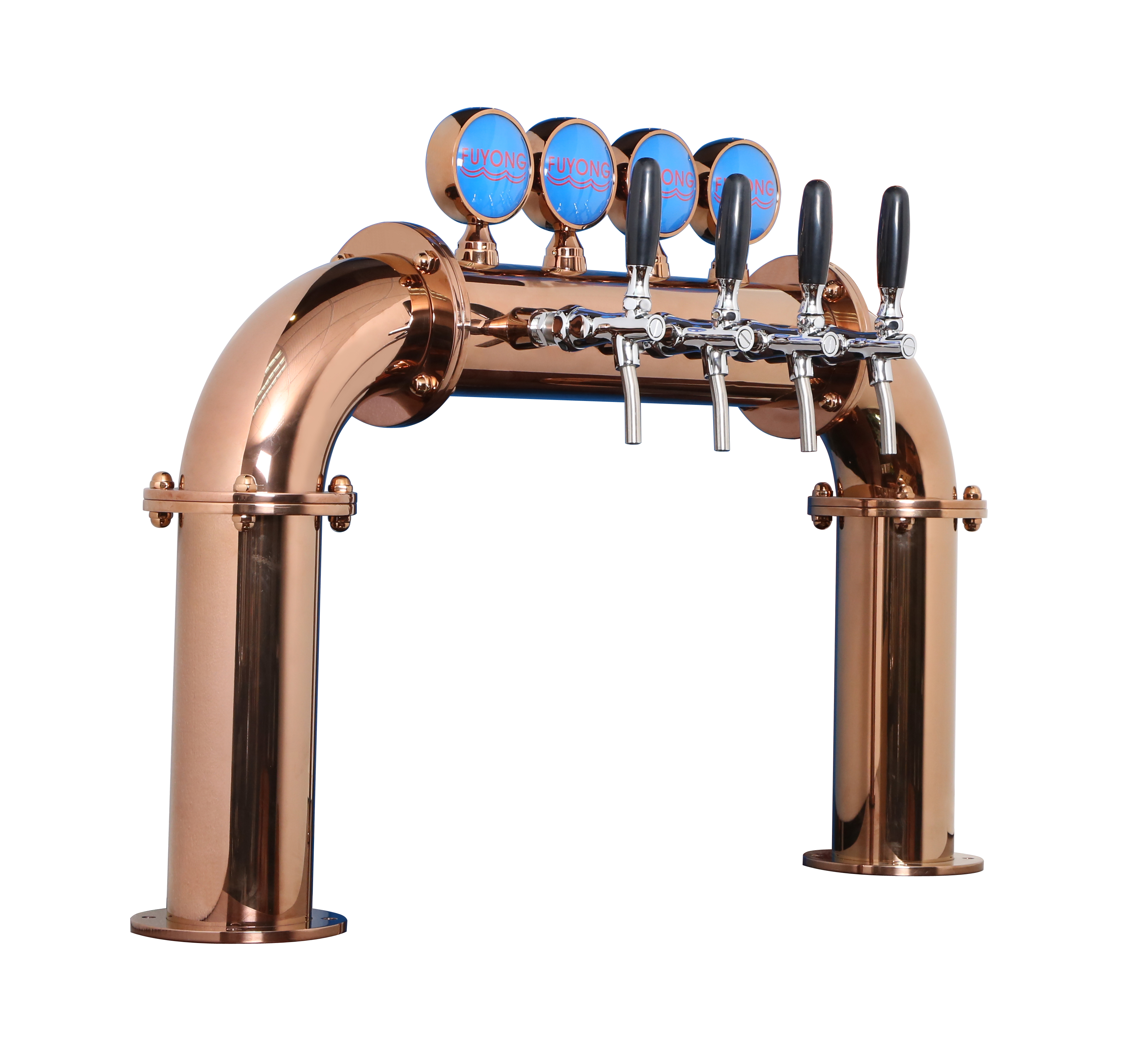 Stainless steel U shape 4 taps beer wine tower beverage dispenser for bar