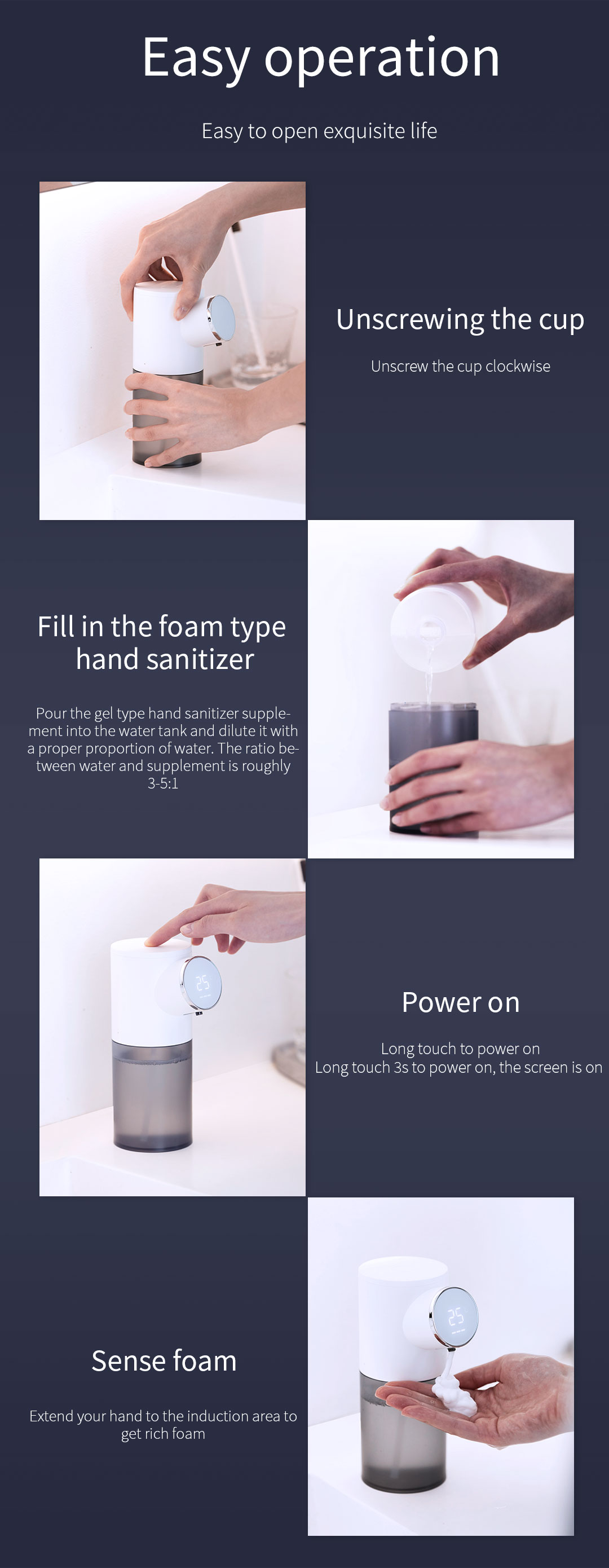 Touchless Automatic Smart Foaming Soap Dispenser Control By Battery