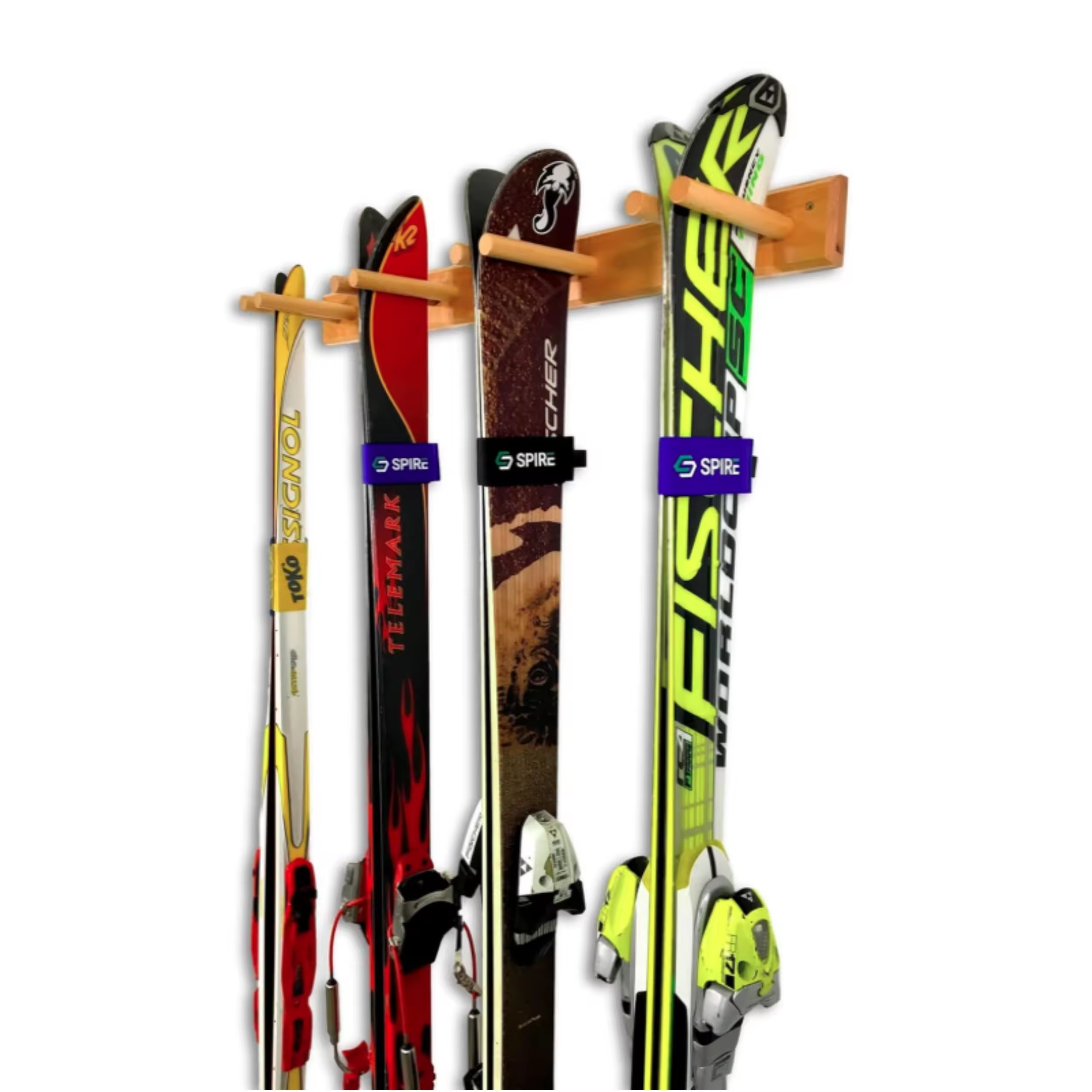 Factory Wholesale Industrial 4 Pair Wall Mounted Skis Holder Floor Mount Wide Skis Organizer Wall Mount Wooden Ski Rack