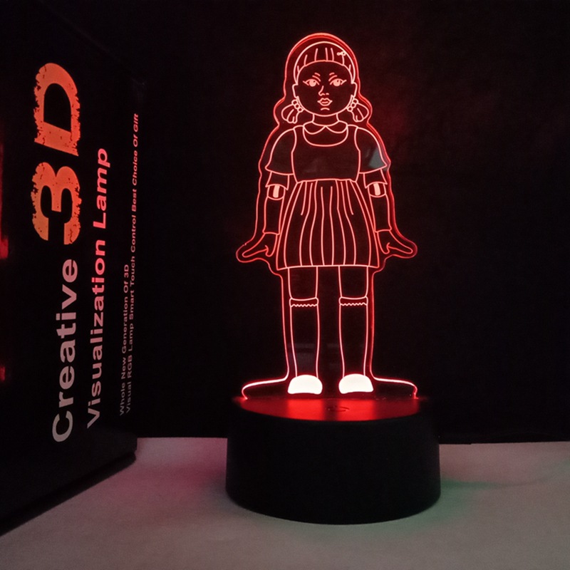 2021 Hot Korean Thriller TV Series Horror 3D night light squid game 3D illusion lamp Squid Game for kids