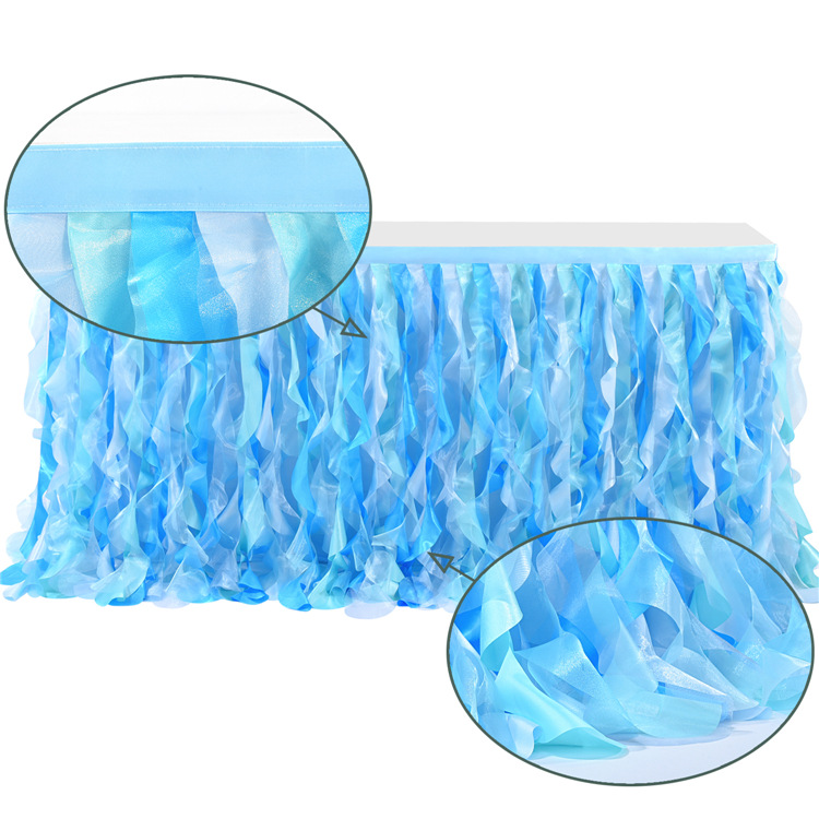 Rag wicker table skirt birthday halloween party wedding decoration wave tutu gauze table skirt