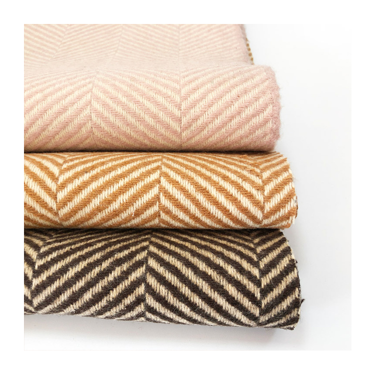 Two sides color double-faced 80% wool herringbone twill fabric