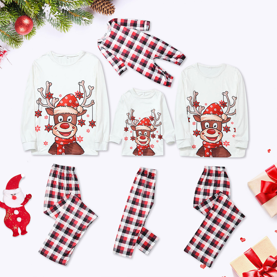 Family Christmas Pajamas Set Deer Print Adult Women Kids Family Matching Clothes Xmas Family Sleepwear 2PCS Sets Top+Pants JYF