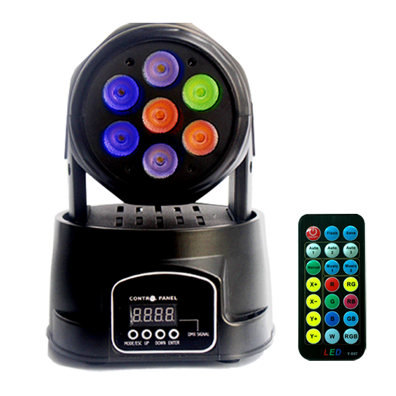 Factory DJ move head lights RGBW beam strobe stage light 7 led voice control party lamp for Wedding Bar KTV