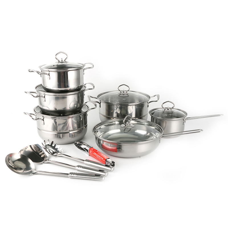 18 sets different piece pot 16-22 cm Milk Pot Soup Pot Steamer Pot cookware sets stainless steel