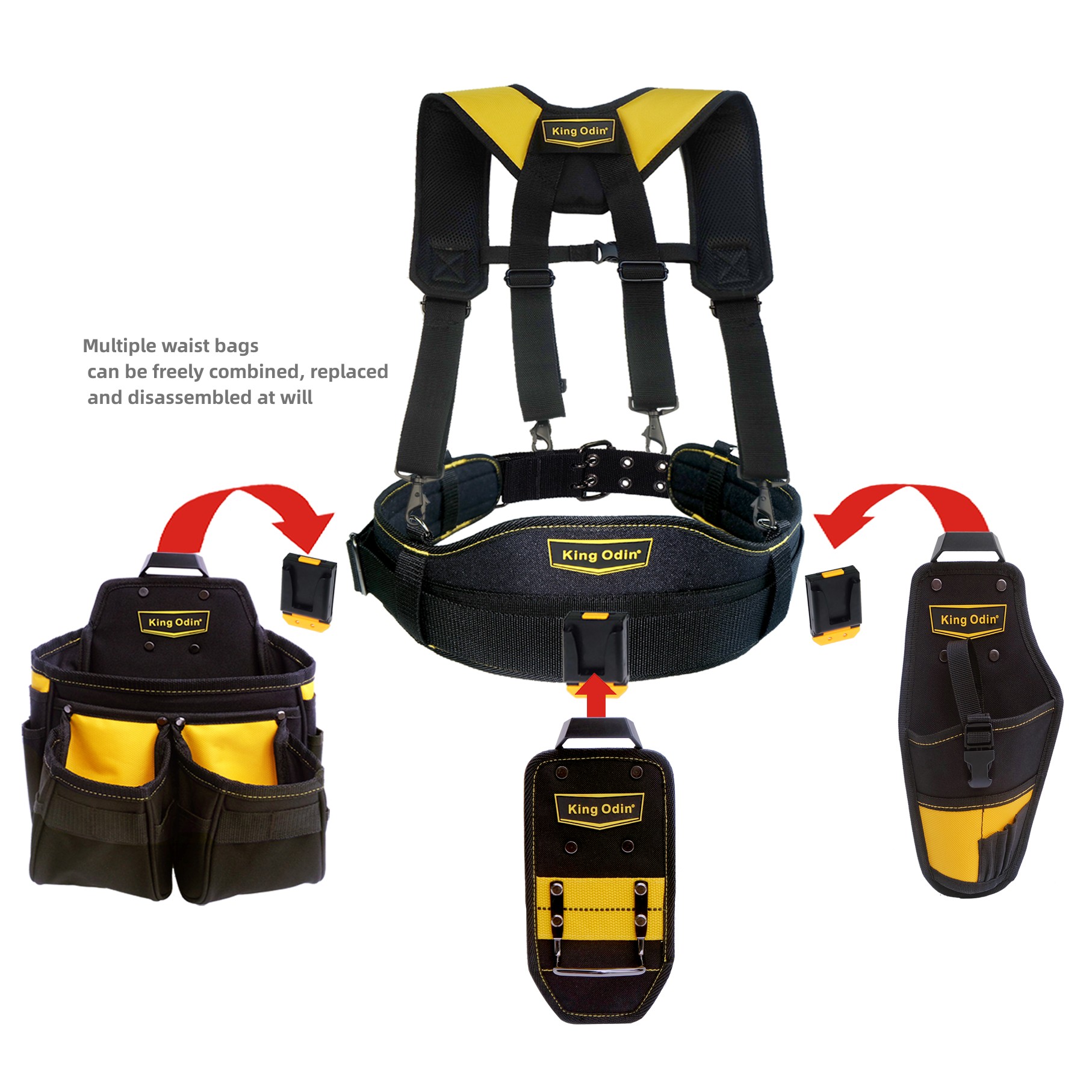Multiple tool belt waist bags  freely combined, Tool Belt With Suspender And Clip-on Tech System tool waist  bag