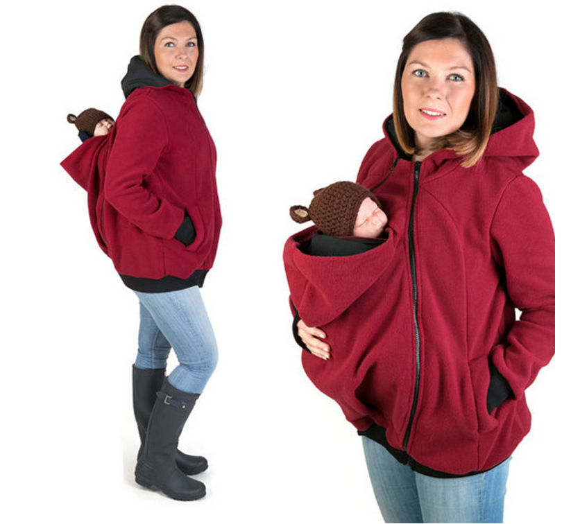 wholesale long sleeve maternity clothing plus size sports wear for pregnant woman wind prevention triangle kangaroo hoodie sets