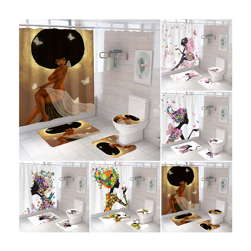 Custom Digital Printing Polyester Fairy Butterfly Girl Designers Bathroom Sublimation Shower Curtains