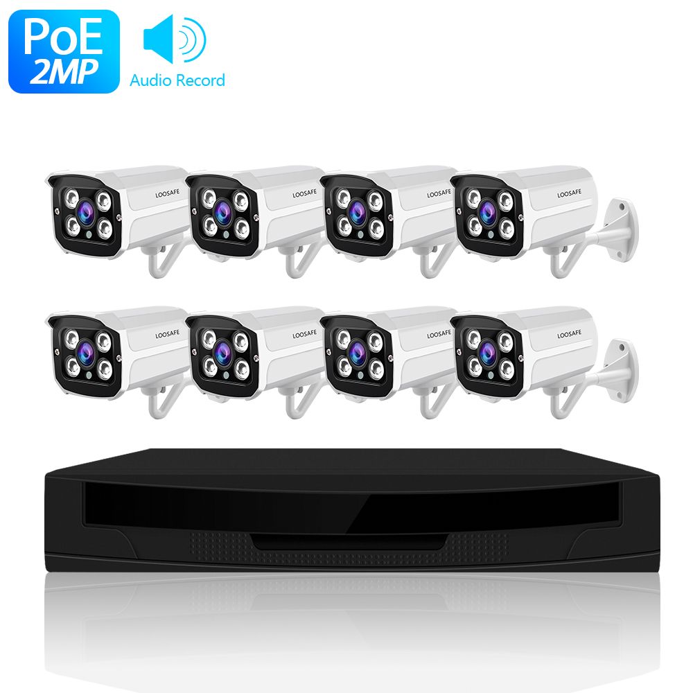 Loosafe ночное видение полный комплект poe nvr 8ch 1080p домашняя система безопасности cctv