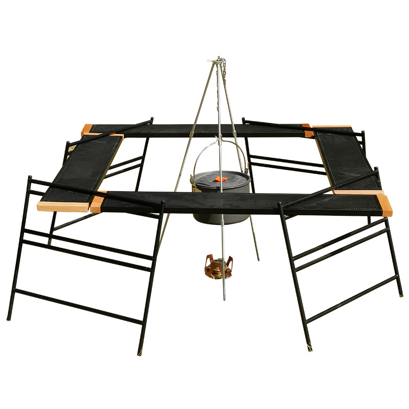 Wholesale customized good quality multi person foldable outdoor barbecue table set
