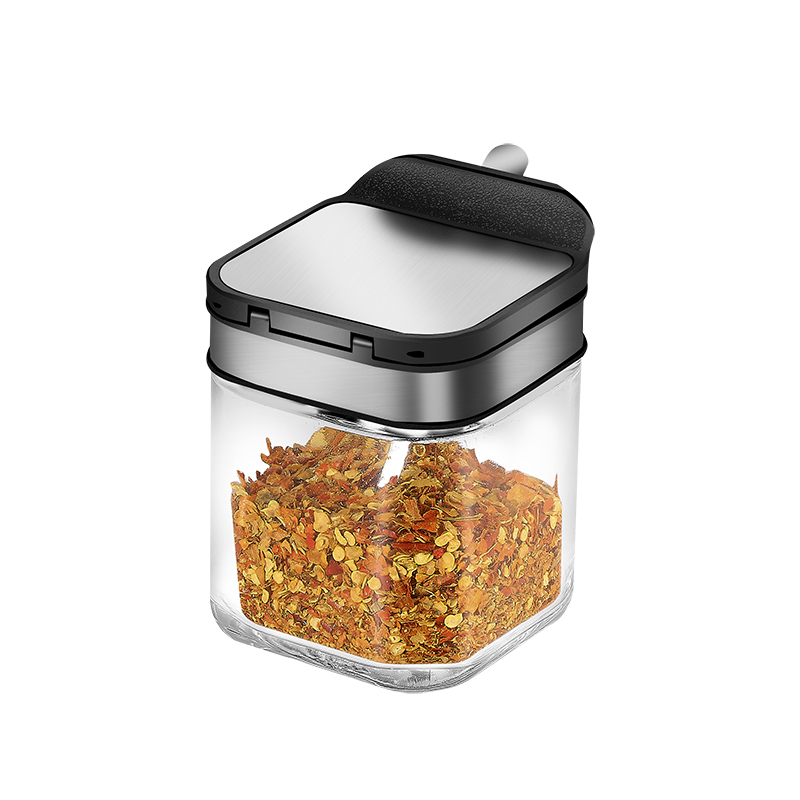 Food Grade Single Spice Storage Organizer Glass Seasnong Jar Flavouring Container With 304 SS Lid