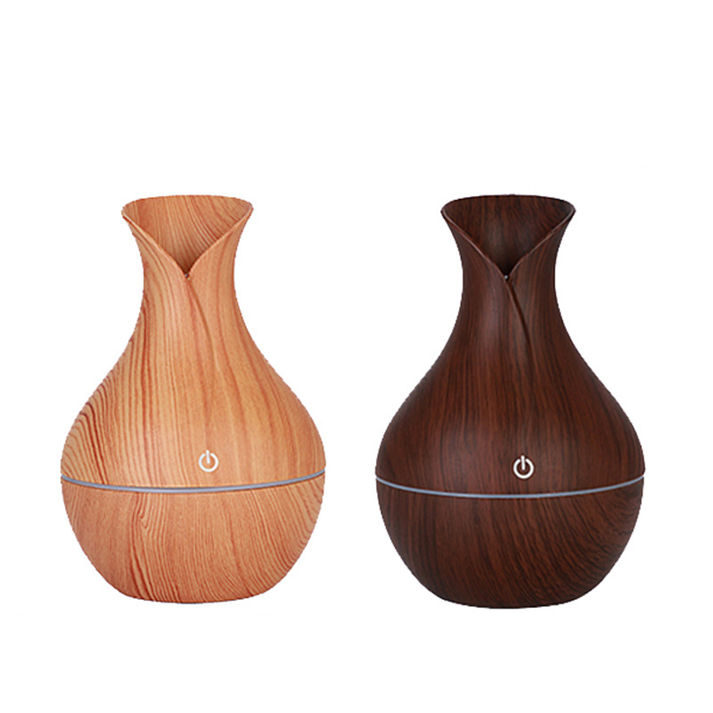 130ml usb electric aroma essential Oil diffuser ultrasonic air humidifier seven colors wood grain led lights aroma humidifier