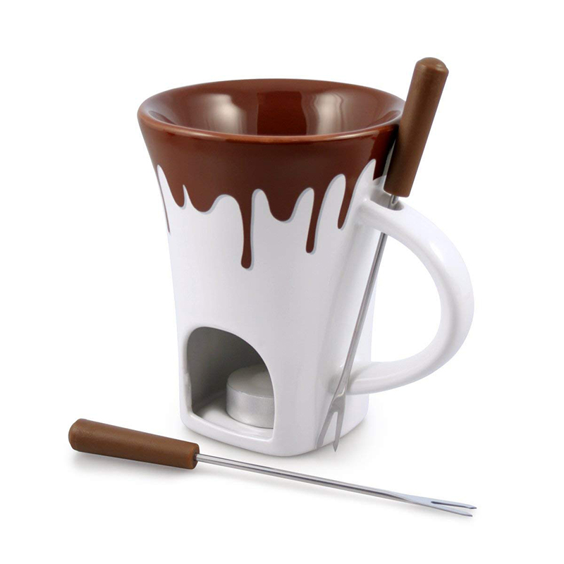 Custom Bulk Kitchen Cheese Pot Chocolate Ceramic Fondue Mug