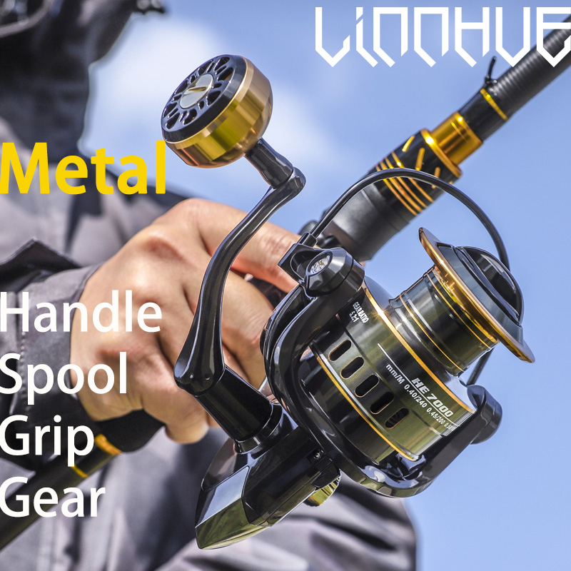 LINNHUE sea Fishing reel HE500 800-7000 High Quality Spinning Reel 10KG Max Drag 5.2:1 Gear Ratio Spool Saltwater Reel Fishing