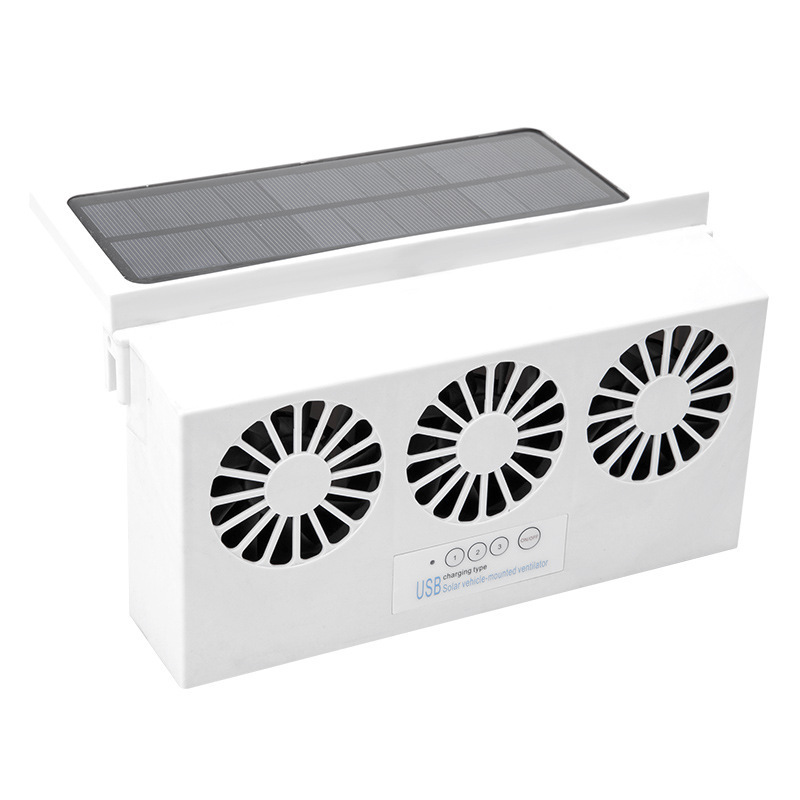 Sun Powered 3 Air Outlet Air Vent Exhaust Cooling Solar Portable Car Window Fan