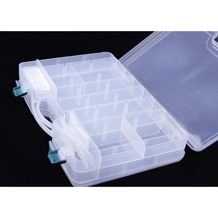 LUTAC fishing tackle lure boxes 29*19*6cm Hard Plastic Storage Case Box with double face large box