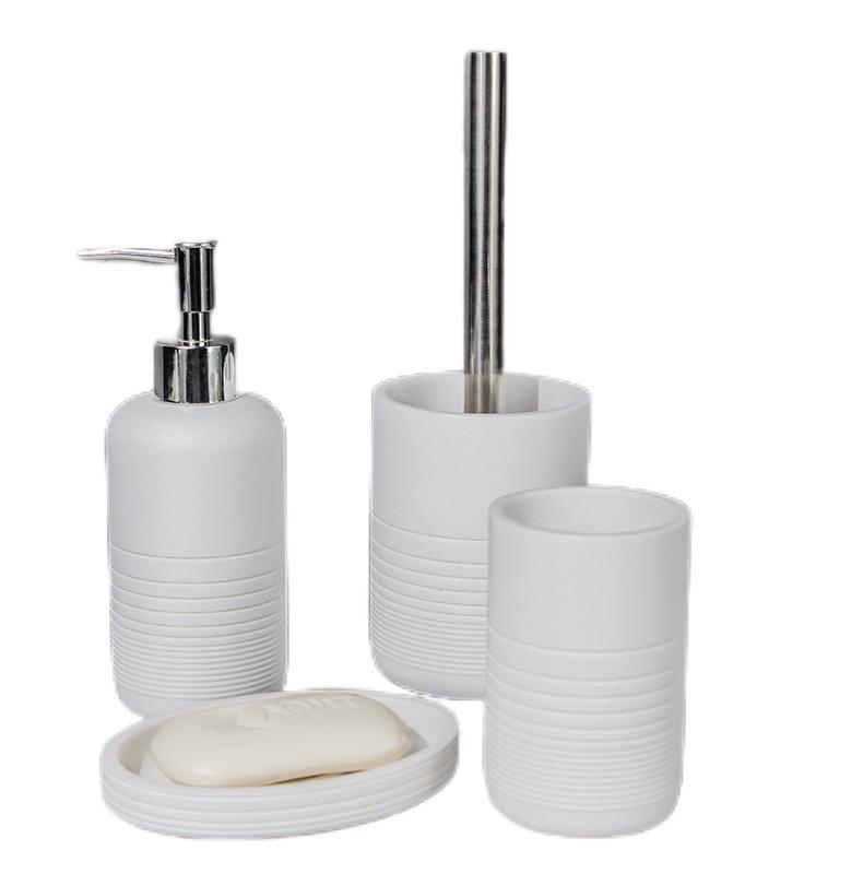 Home Bathroom Toiletries Four Piece Suit Bathroom Kit Resin Hotel Lotion Bottle Toothbrush Holder Mouth Cup Soap Dish