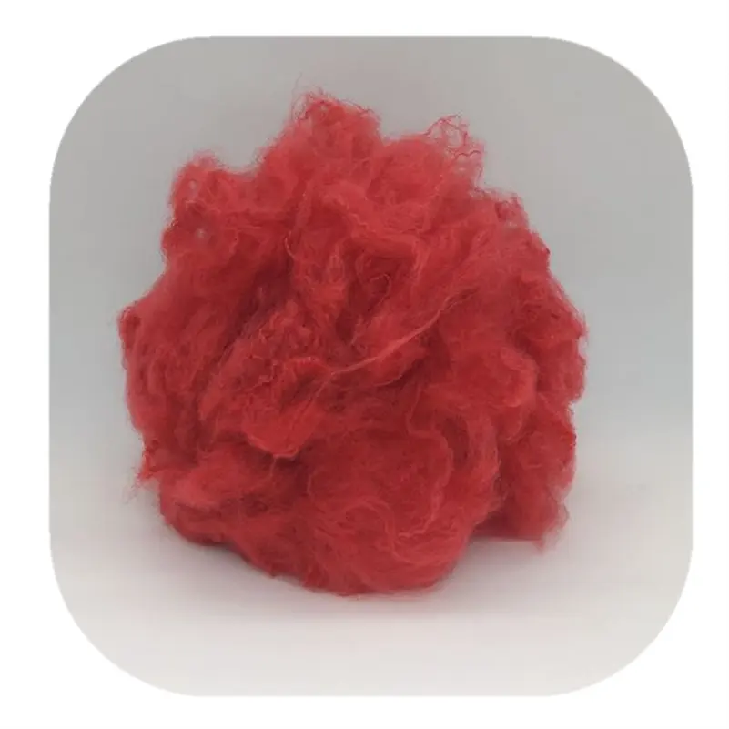 Polyester Fibre Manufacturers Good Price Red Color 1.5D*38mm Dope Dyed Polyester Staple Fibre