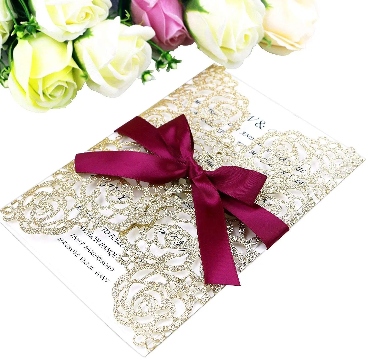 luxury gold foil Glitter acrylic gift greeting customized business thank you happy birthday wedding Invitations cards envelope