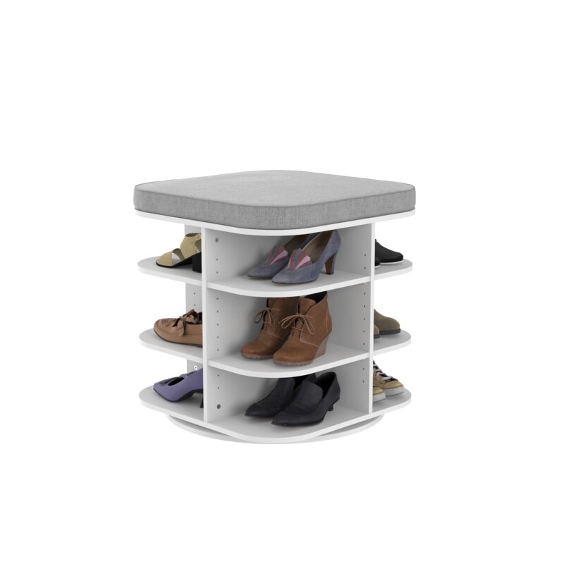 2021 new design 360 Rotating Entryway Shoe Storage rack with Bench