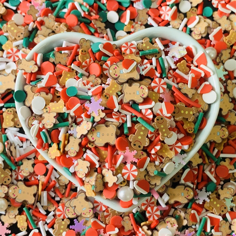 1KG Wholesale DIY Slime Mixture Filler Christmas Embellishment Gingerbread Man Penguins Snowflake Polymer Clay Sprinkles Slices