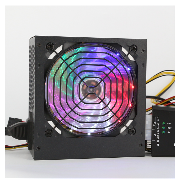Блок питания для компьютера, 500/600/700/800 Вт, 80 + белый, с RGB-вентилятором