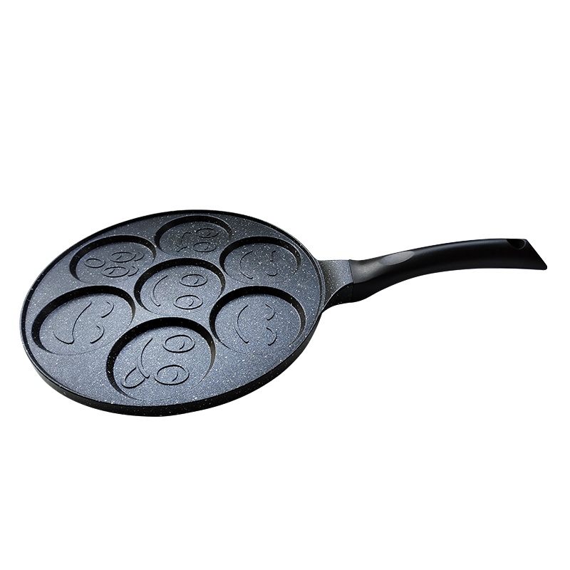 Non-stick 7 Hole smile model die casting fry pan pancake non stick breakfast fry pan flat no stick omelette frying pan