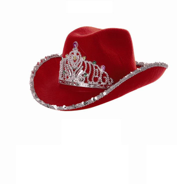 Розовая фетровая шляпа cowgirl с Королевской короной
