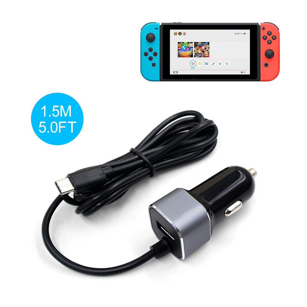 Последняя 2.1A USB Type C автомобильное зарядное устройство для Nintendo Switch и Lite консоли